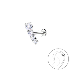 Wholesale Sterling Silver Geometric with Titanium Labret - JD22744 Wholesale Sterling Silver Geometric with Titanium Labret - JD22744