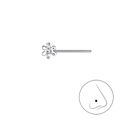 Wholesale Sterling Silver Flower Crystal Nose Stud - JD23463