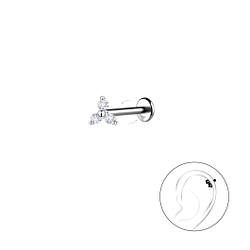 Wholesale Sterling Silver Geometric with Titanium Labret - JD22740