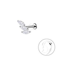 Wholesale Sterling Silver Geometric with Titanium Labret - JD22742