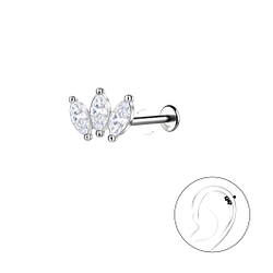 Wholesale Sterling Silver Geometric with Titanium Labret - JD22746
