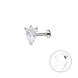 Wholesale Sterling Silver Geometric with Titanium Labret - JD22758