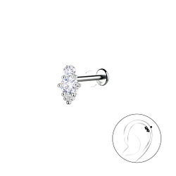 Wholesale Sterling Silver Geometric with Titanium Labret - JD22759