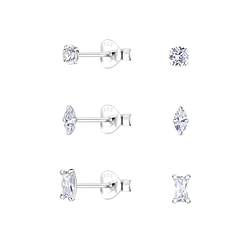 Wholesale Sterling Silver Geometric Ear Studs Set - JD22336