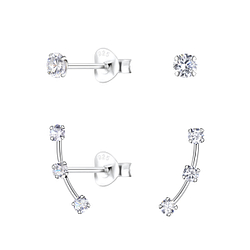 Wholesale Sterling Silver Curved Bar Ear Studs Set - JD22321