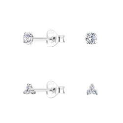 Wholesale Sterling Silver Geometric Ear Studs Set - JD22314