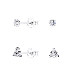 Wholesale Sterling Silver Geometric Ear Studs Set - JD22318