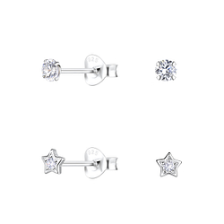 Wholesale Sterling Silver Star Ear Studs Set - JD22316