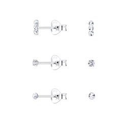 Wholesale Sterling Silver Mixed Geometric Ear Studs Set - JD22332