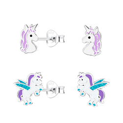 Wholesale Sterling Silver Unicorn Ear Studs Set - JD22292