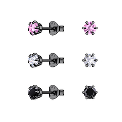 Wholesale 4mm Round Cubic Zirconia Sterling Silver Ear Studs Set - JD22339