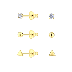 Wholesale Sterling Silver Triangle Ear Studs Set - JD22341