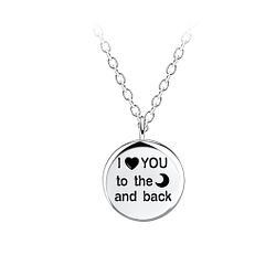 Wholesale Sterling Silver I love You to the Moon and back Necklace - JD23092 Wholesale Sterling Silver I love You to the Moon and back Necklace - JD23092