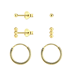 Wholesale Sterling Silver Ball Stud and Ear Hoops Set - JD22817