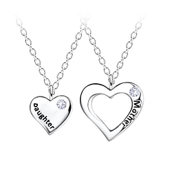 Wholesale Sterling Silver Mother Daughter Necklace Set - JD22038