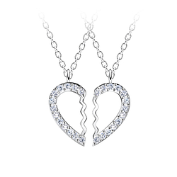 Wholesale Sterling Silver Broken Heart Necklace Set - JD23057