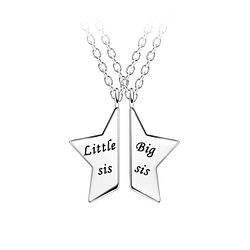 Wholesale Sterling Silver Little and Big Sis Necklace Set - JD23067