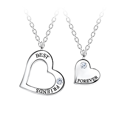 Wholesale Sterling Silver Best Friends Forever Necklace Set - JD23415