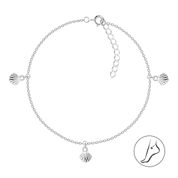 Wholesale 25cm Sterling Silver Shell Anklet - JD23153