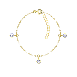 Wholesale 4mm Round Cubic Zirconia Sterling Silver Bracelet - JD23015