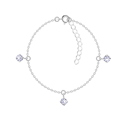 Wholesale 4mm Round Cubic Zirconia Sterling Silver Bracelet - JD23014
