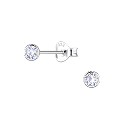 Wholesale 3mm Round Cubic Zirconia Sterling Silver Ear Studs - JD22542