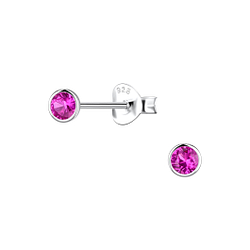 Wholesale 3mm Round Cubic Zirconia Sterling Silver Ear Studs - JD22543