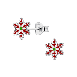 Wholesale Sterling Silver Snowflake Ear Studs - JD21729
