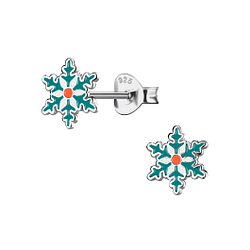 Wholesale Sterling Silver Snowflake Ear Studs - JD21728