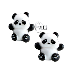Wholesale Sterling Silver Ear Studs with Resin Panda - JD22768