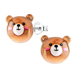 Wholesale Sterling Silver Ear Studs with Resin Bear - JD22773