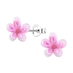 Wholesale Sterling Silver Ear Studs with Resin Flower - JD22790