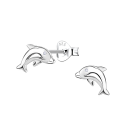 Wholesale Sterling Silver Dolphin Ear Studs - JD23534