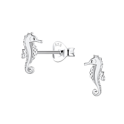 Wholesale Sterling Silver Seahorse Ear Studs - JD23285 Wholesale Sterling Silver Seahorse Ear Studs - JD23285