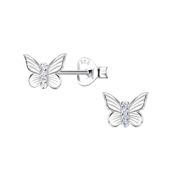 Wholesale Sterling Silver Butterfly Ear Studs - JD22190