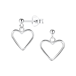 Wholesale Sterling Silver Ball with Hanging Heart Ear Studs - JD10500