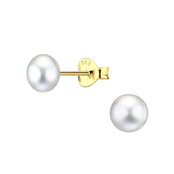 Wholesale 6mm Fresh Water Pearl Sterling Silver Ear Studs - JD22045