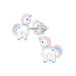 Wholesale Sterling Silver Unicorn Screw Back Ear Studs - JD23466