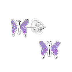 Wholesale Sterling Silver Butterfly Screw Back Ear Studs - JD23467