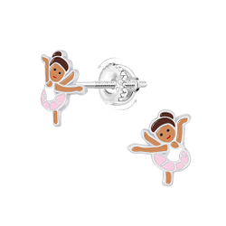 Wholesale Sterling Silver Ballerina Screw Back Ear Studs - JD21487