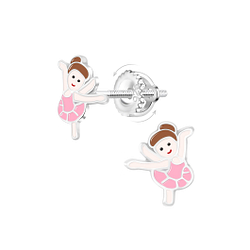 Wholesale Sterling Silver Ballerina Screw Back Ear Studs - JD21486