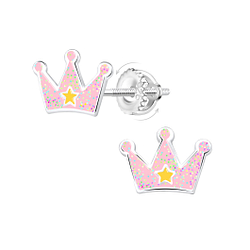 Wholesale Sterling Silver Crown Screw Back Ear Studs - JD22199