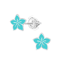Wholesale Sterling Silver Flower Screw Back Ear Studs - JD21485