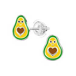 Wholesale Sterling Silver Avocado Screw Back Ear Studs - JD21939