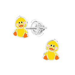 Wholesale Sterling Silver Duck Screw Back Ear Studs - JD21964