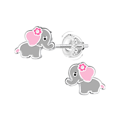 Wholesale Sterling Silver Elephant Screw Back Ear Studs - JD23472