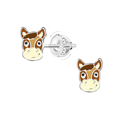 Wholesale Sterling Silver Horse Screw Back Ear Studs - JD21476