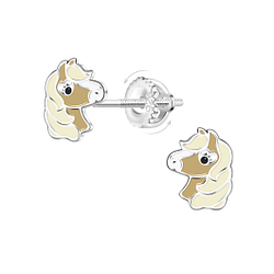 Wholesale Sterling Silver Horse Screw Back Ear Studs - JD21475