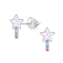 Wholesale Sterling Silver Star Screw Back Ear Studs - JD23491