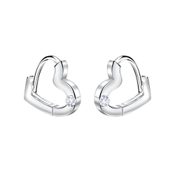 Wholesale 11mm Sterling Silver Heart Huggie Earrings - JD22721
